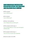 NAMS MENOPAUSE CERTIFICATION&NewLine;EVALUATION ACTUAL TEST QUESTIONS&NewLine;AND SOLUTIONS FULLY VERIFIED&NewLine;