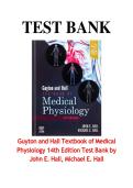 Test Bank for Guyton and Hall Textbook of Medical Physiology 14th Edition by John E&period; Hall and Michael E&period; Hall &period;