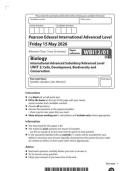 2026 Pearson Edexcel International A Level BIOLOGY UNIT 2&vert;WBI12&sol;01&vert;Question paper&vert;JUNE 2026