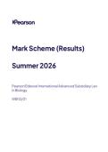 2026 Pearson Edexcel International A Level BIOLOGY UNIT 2&vert;WBI12&sol;01&vert;Mark scheme&vert;JUNE 2026