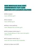 NAMS MENOPAUSE EXAM SCRIPT&NewLine;COMPREHENSIVE STUDY GUIDE&NewLine;QUESTIONS WITH ACCURATE SOLUTIONS
