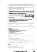 2026 Pearson Edexcel International A Level BIOLOGY UNIT 2&vert;WBI12&sol;01&vert;Question paper&vert;JANUARY 2026