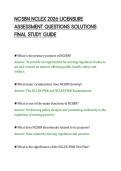 NCSBN NCLEX 2026 LICENSURE&NewLine;ASSESSMENT QUESTIONS SOLUTIONS&NewLine;FINAL STUDY GUIDE