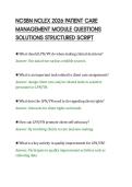 NCSBN NCLEX 2026 PATIENT CARE&NewLine;MANAGEMENT MODULE QUESTIONS&NewLine;SOLUTIONS STRUCTURED SCRIPT