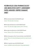 NCSBN NCLEX 2026 PHARMACOLOGY&NewLine;AND MEDICATION SAFETY ASSESSMENT&NewLine;PAPER ANSWERS VERIFIED SUMMARY&NewLine;SHEET