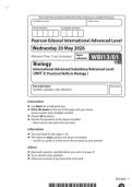 2026 Pearson Edexcel International A Level BIOLOGY UNIT 3&vert;WBI13&sol;01&vert;Question paper&vert;JUNE 2026