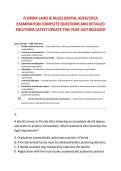 FLORIDA LAWS & RULES DENTAL ADEX&sol;CDCA &NewLine;EXAMINATION COMPLETE QUESTIONS AND DETAILED &NewLine;SOLUTIONS LATEST UPDATE THIS YEAR JUST RELEASED 