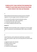 FLORIDA SEPTIC TANK CONTRACTOR EXAMINATION &NewLine;COMPLETE QUESTIONS AND DETAILED SOLUTIONS &NewLine;LATEST UPDATE THIS YEAR JUST RELEASED