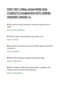 POST TEST 2 FINAL EXAM PAPER 2026&NewLine;COMPLETE EXAMINATION WITH VERIFIED&NewLine;ANSWERS GRADED A&plus;