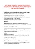 ROPE RESCUE TECHNICIAN EXAMINATION COMPLETE &NewLine;QUESTIONS AND DETAILED SOLUTIONS LATEST UPDATE &NewLine;THIS YEAR JUST RELEASED