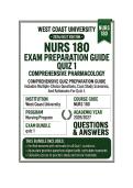 NURS 180 quiz 1 Pharmacology  Questions And Answers 2026&sol;2027 West Coast University