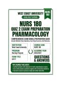 NURS 180 quiz 2 Pharmacology&nbsp; Questions And Answers 2026&sol;2027 West Coast University