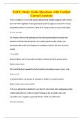 NACC Study Guide Questions with Verified&NewLine;Correct Answers