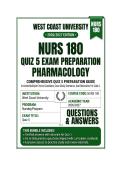 NURS 180 quiz 5 Pharmacology&nbsp; Questions And Answers 2026&sol;2027 West Coast University
