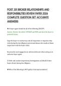 POST 301 BROKER RELATIONSHIPS AND&NewLine;RESPONSIBILITIES REVIEW PAPER 2026&NewLine;COMPLETE QUESTION SET ACCURATE&NewLine;ANSWERS&NewLine;