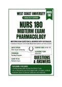 NURS 180 Midterm Exam Pharmacology Questions And Answers 2026&sol;2027 West Coast University