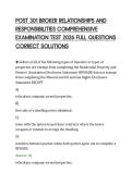 POST 301 BROKER RELATIONSHIPS AND&NewLine;RESPONSIBILITIES COMPREHENSIVE&NewLine;EXAMINATION TEST 2026 FULL QUESTIONS&NewLine;CORRECT SOLUTIONS