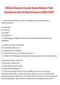 DECA Finance Cluster Exam Review Test Questions and Verified Answers&comma; 2026&sol;2027 Exam Preparation Material