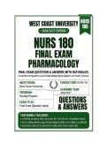 NURS 180 Midterm & Final Exam Bundle Exam Pharmacology Questions And Answers 2026&sol;2027 West Coast University