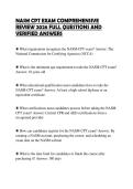 NASM CPT EXAM COMPREHENSIVE&NewLine;REVIEW 2026 FULL QUESTIONS AND&NewLine;VERIFIED ANSWERS&NewLine;