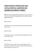 NASM NUTRITION CERTIFICATION 2026&NewLine;ACTUAL PAPER FULL QUESTIONS AND&NewLine;ANSWERS 100 PERCENT CORRECT