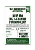 NURS 180 &lpar;quiz 1-6 Bundled Pharmacology&rpar;  Questions And Answers 2026&sol;2027 West Coast University