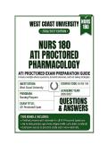 NURS 180 &lpar;ATI Proctored Pharmacology&rpar; Questions And Answers 2026&sol;2027 West Coast University