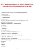 DECA Marketing Cluster District Level Practice Test Questions and Correct Answers&comma; 2026&sol;2027 Exam Preparation Material