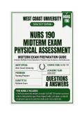 NURS 190 midterm exam Physical Assessment Questions And Answers 2026&sol;2027 West Coast University