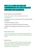 POST L&period;D&period; 34 FIRST AID AND CPR&NewLine;COMPREHENSIVE TEST BANK PRACTICE&NewLine;QUESTIONS AND RATIONALES