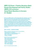 HDFS 210 Exam 1 Practice Questions Bank -&NewLine;Human Development and Family Studies &lpar;HDFS&rpar; 210 curriculum &vert;&NewLine;Actual Exam Questions & Answers&NewLine;A&plus; Graded &NewLine;