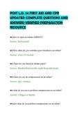 POST L&period;D&period; 34 FIRST AID AND CPR&NewLine;UPDATED COMPLETE QUESTIONS AND&NewLine;ANSWERS VERIFIED PREPARATION&NewLine;RESOURCE