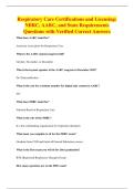 Respiratory Care Certifications and Licensing&colon;&NewLine;NBRC&comma; AARC&comma; and State Requirements&NewLine;Questions with Verified Correct Answers