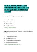 NATE AC SERVICE CERTIFICATION&NewLine;COMPREHENSIVE STUDY GUIDE 2026&NewLine;SOLVED QUESTIONS AND CORRECT&NewLine;ANSWERS&NewLine;