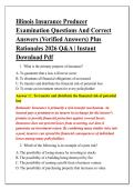 Illinois Insurance Producer &NewLine;Examination Questions And Correct &NewLine;Answers &lpar;Verified Answers&rpar; Plus &NewLine;Rationales 2026 Q&A &vert; Instant &NewLine;Download Pdf 