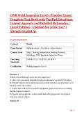 CWB Weld Inspector Level 1 Practice Exam &vert; Complete Test Bank with Verified Questions&comma; Correct Answers and Detailed Rationales &vert; Latest Edition - Updated for 2026&sol;2027 &vert; Already Graded A&plus;