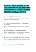 NATIONAL BOARD FOR HEALTH AND&NewLine;WELLNESS COACHING COMPREHENSIVE&NewLine;CERTIFICATION EVALUATION VERIFIED&NewLine;QUESTIONS AND FULL SOLUTIONS&NewLine;