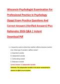 Wisconsin Psychologist Examination For &NewLine;Professional Practice In Psychology &NewLine;&lpar;Eppp&rpar; Exam Practice Questions And &NewLine;Correct Answers &lpar;Verified Answers&rpar; Plus &NewLine;Rationales 2026 Q&A &vert; Instant &NewLine;Download Pdf