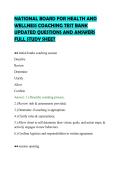 NATIONAL BOARD FOR HEALTH AND&NewLine;WELLNESS COACHING TEST BANK&NewLine;UPDATED QUESTIONS AND ANSWERS&NewLine;FULL STUDY SHEET
