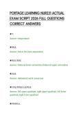 PORTAGE LEARNING NUR231 ACTUAL&NewLine;EXAM SCRIPT 2026 FULL QUESTIONS&NewLine;CORRECT ANSWERS