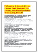 PA Property & Casualty License Practice Exam Questions and Answers with Rationales Latest Versions Top Rated A&plus;