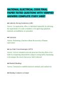NATIONAL ELECTRICAL CODE FINAL&NewLine;PAPER TESTED QUESTIONS WITH VERIFIED&NewLine;ANSWERS COMPLETE STUDY SHEET&NewLine;