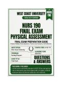 NURS 190 midterm & Final exam Bundled Physical Assessment Questions And Answers 2026&sol;2027 West Coast University
