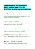NATIONAL HOME INSPECTOR EXAM&NewLine;SCRIPT VERIFIED QUESTIONS AND&NewLine;SOLUTIONS COMPLETE REVIEW MATERIAL