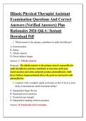 Illinois Physical Therapist Assistant &NewLine;Examination Questions And Correct &NewLine;Answers &lpar;Verified Answers&rpar; Plus &NewLine;Rationales 2026 Q&A &vert; Instant &NewLine;Download Pdf 
