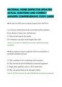 NATIONAL HOME INSPECTOR UPDATED&NewLine;ACTUAL QUESTIONS AND CORRECT&NewLine;ANSWERS COMPREHENSIVE STUDY GUIDE