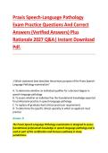 Praxis Speech-Language Pathology &NewLine;Exam Practice Questions And Correct &NewLine;Answers &lpar;Verified Answers&rpar; Plus &NewLine;Rationale 2027 Q&A&vert; Instant Download &NewLine;Pdf