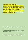 ARF ADMINISTRATOR &NewLine;CERTIFICATION PROGRAM EXAM &NewLine;2026&sol;2027 WITH 200 QUESTIONS AND &NewLine;EXPERT-VERIFIED CORRECT &NewLine;ANSWERS &vert; ALREADY GRADED A&plus; &vert; &NewLine;GUARANTEED PASS