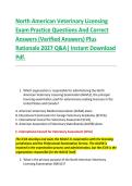 North American Veterinary Licensing &NewLine;Exam Practice Questions And Correct &NewLine;Answers &lpar;Verified Answers&rpar; Plus &NewLine;Rationale 2027 Q&A&vert; Instant Download &NewLine;Pdf&period;