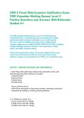 CWB 2 Visual Weld Inspector Certification Exam -&NewLine;CWB &lpar;Canadian Welding Bureau&rpar; Level 2  &vert;&NewLine;Practice Questions and Answers With Rationales&NewLine;Graded A&plus;&NewLine;